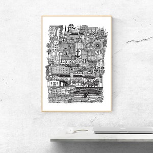 LA ROCHELLE y alrededores XL Póster de gran formato Ilustración de la ciudad