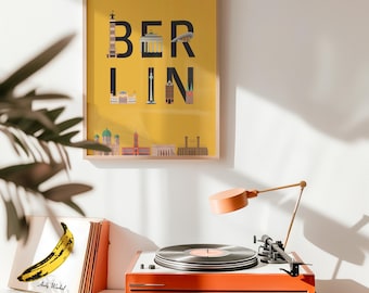 BERLÍN Cartel tipográfico Ilustración de la ciudad