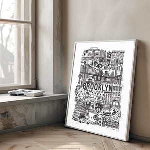 BROOKLYN Cartel Ilustración de la ciudad Edición limitada Creación francesa Hecho a mano