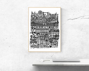 BORDEAUX  XL  Affiche   Illustration de la ville