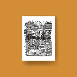 ISTANBUL   Carte imprimée en noir et blanc   Illustration de voyage