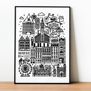 The city of Lille illustration A4 : 21 x 29,7 cm