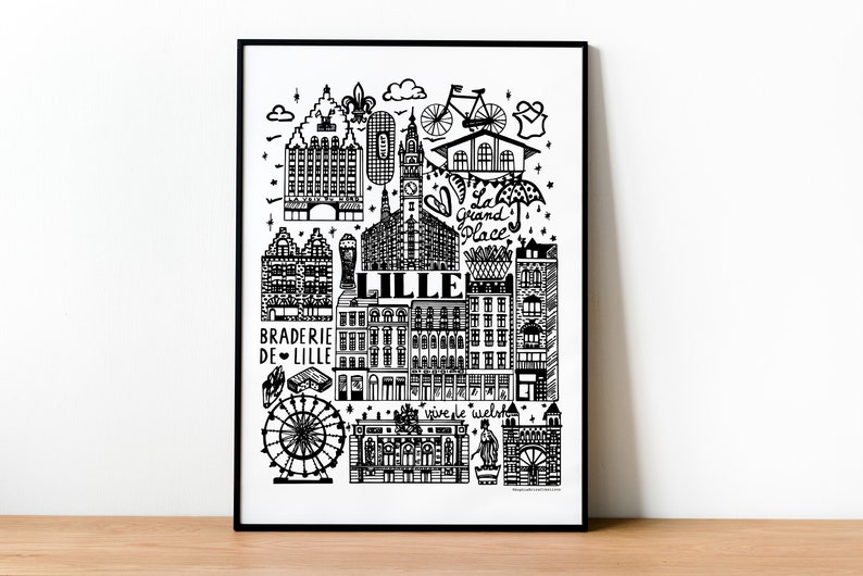 The city of Lille illustration A4 : 21 x 29,7 cm