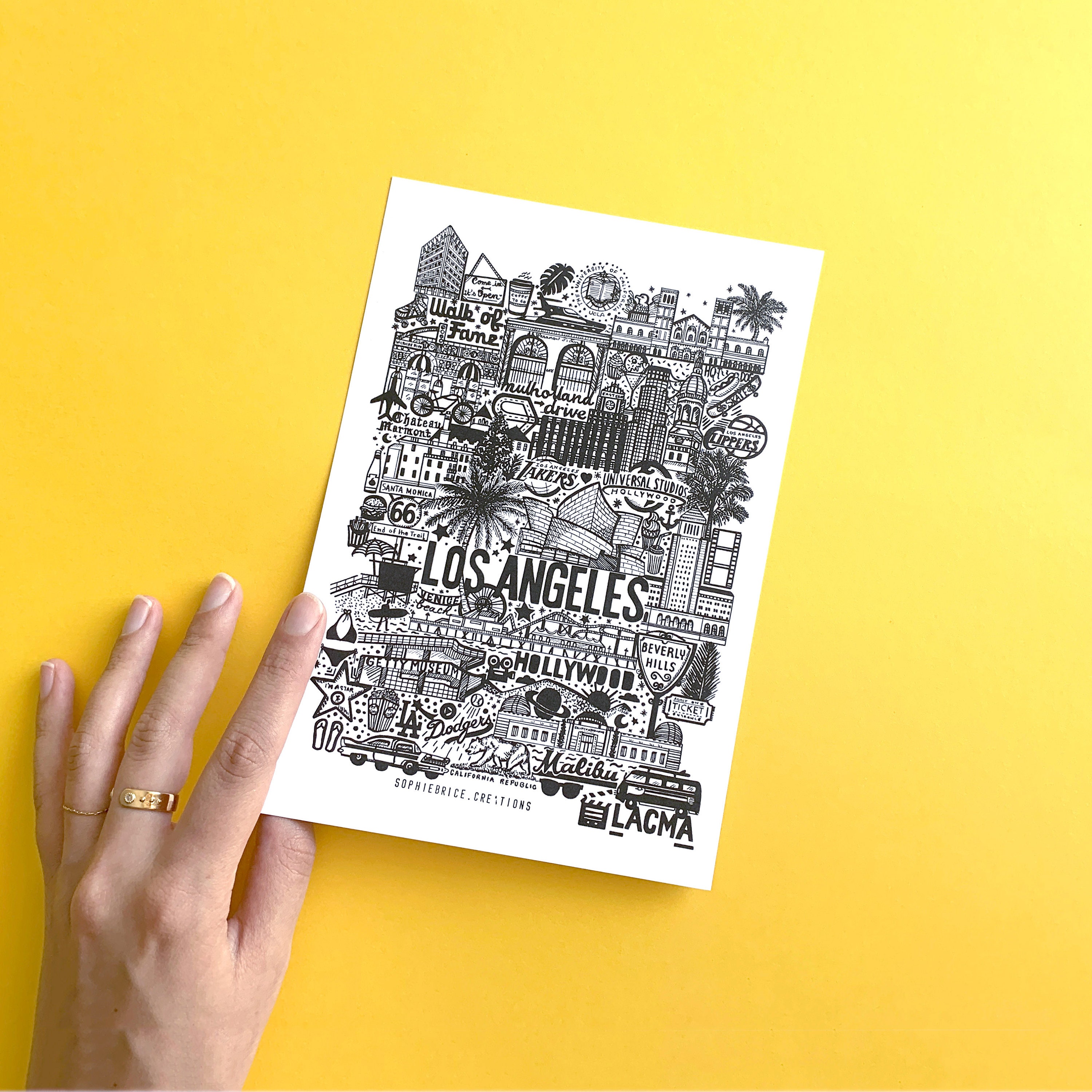 LOS ANGELES card A5 illustration | Etsy
