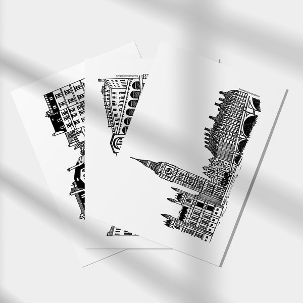 Black and White London Postcard Etsy