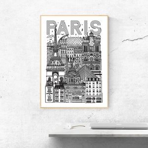 Ansicht von PARIS XL-Großformatplakat Illustration der Stadt