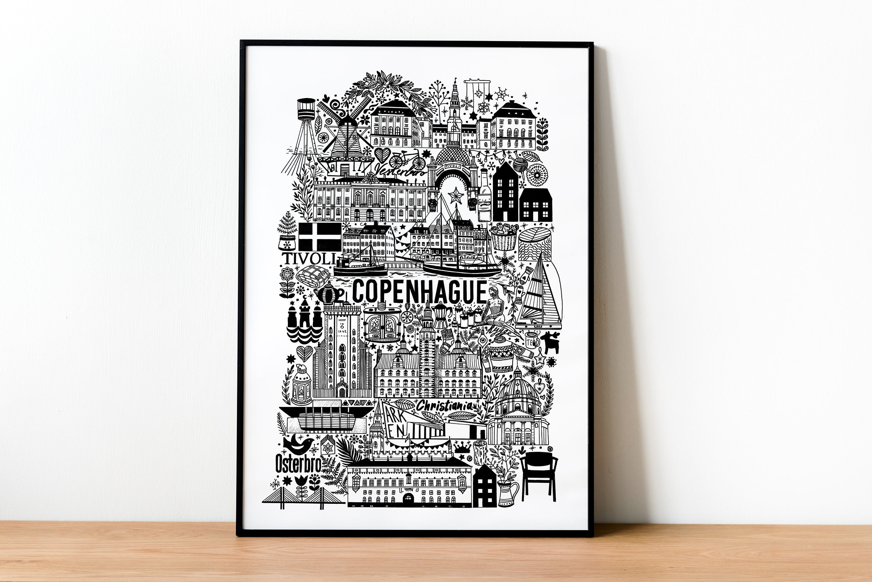 Copenhagen | Black and White Poster | Scandinavian Architecture ...