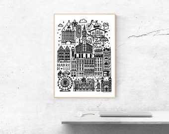 LILLE XL Large format poster Illustration of the city