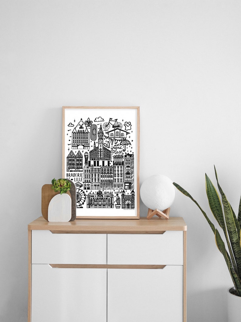 The city of Lille illustration A3 : 29,7 x 42 cm