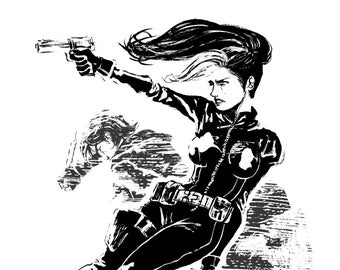 A6 Postcard - House of Cards Fight! illustration. Rogue and Gambit.