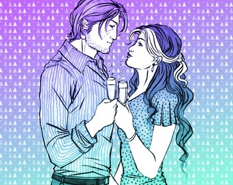 Rogue and Gambit blue & purple Christmas card