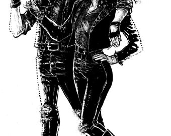 A6 Postcard - 80's style Rogue and Gambit.