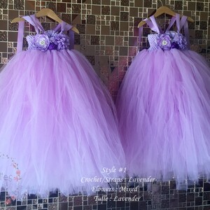 flower girl dress, girl tulle dress, white ivory dusty rose flower girl dress, wedding birthday parties more colors available #1 Lavender