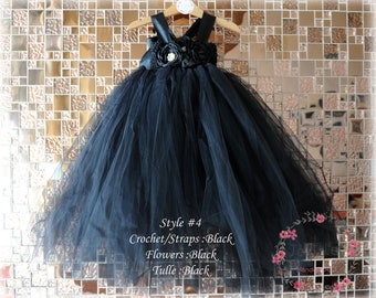 flower girl dress,black flower girl dress,junior bridesmaid dress,flower girl tutu dress, many color for Customization