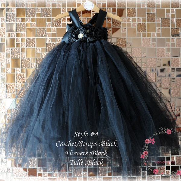 flower girl dress,black flower girl dress,junior bridesmaid dress,flower girl tutu dress, many color for Customization