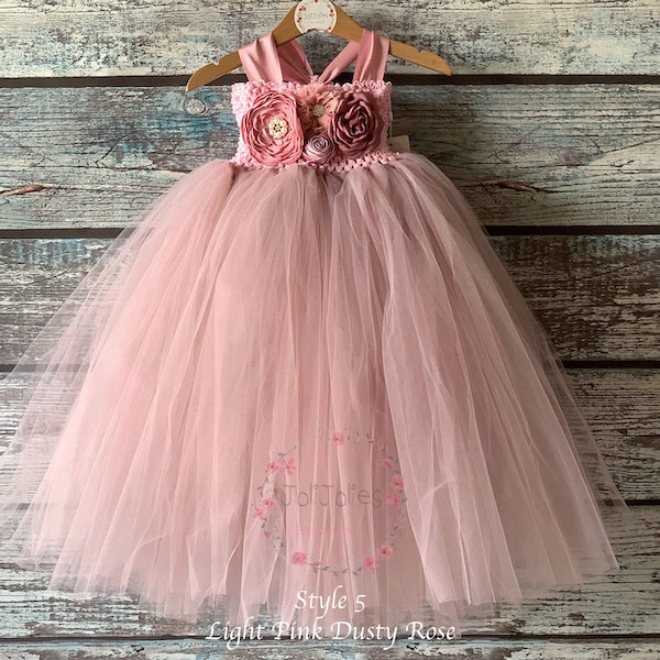 flower girl dress, dusty rose flower girl dress, junior bridesmaid dress, girl dress for birthday wedding, Ivory white peach blush black