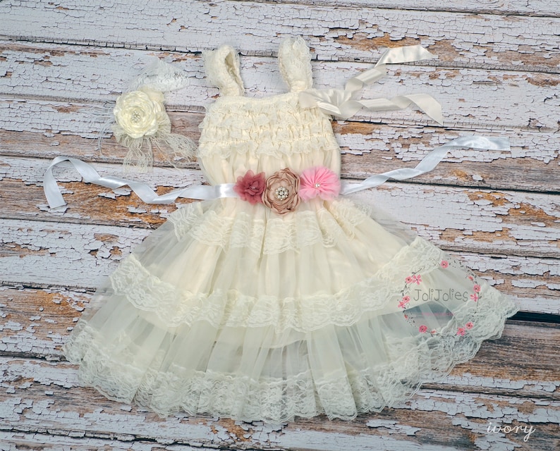 Lace Tulle Flower Girl Dress Wedding Easter Junior Bridesmaid Baptism Baby 0-24M