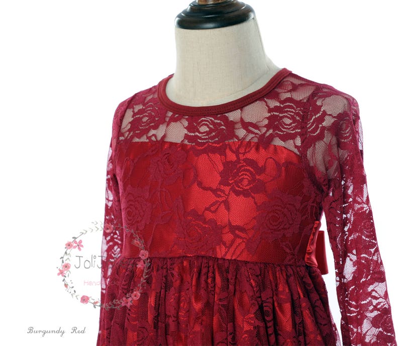 girls burgundy lace dress