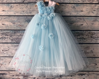 Flower Girl Dress,tutu dress,Girl Dress,Birthday girl dress,sky blue Turquoise, more Color for customization