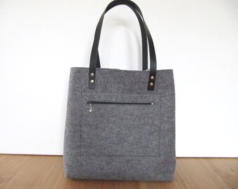 Bag made of felt with leather