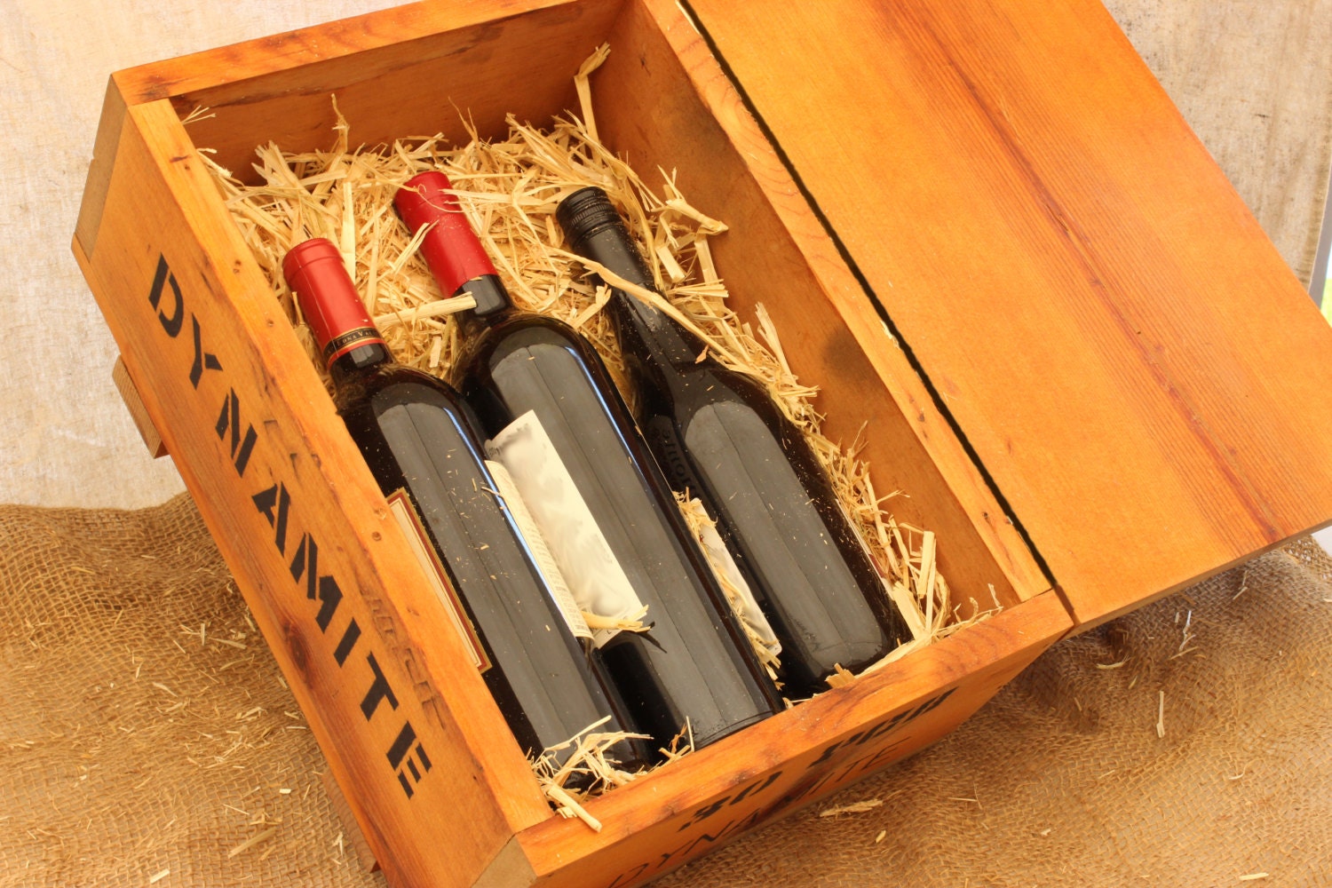 Wine lover gift Wine crate Unique gift Wooden dynamite box Etsy