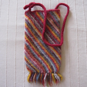 Knit Felted Rainbow Shoulder Bag,  Phone & Wallet Bag