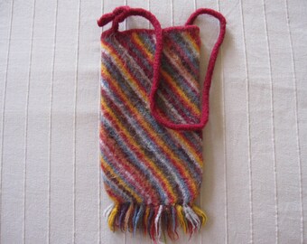 Knit Felted Rainbow Shoulder Bag,  Phone & Wallet Bag