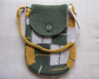 Knit Felted Checkered Shoulder Bag