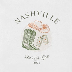 Nashville Bachelorette-logo | Vooraf gemaakt logo-ontwerp | Hoed cowboylaarzen | Let&#39;s Go Girls: DIGITALE DOWNLOAD
