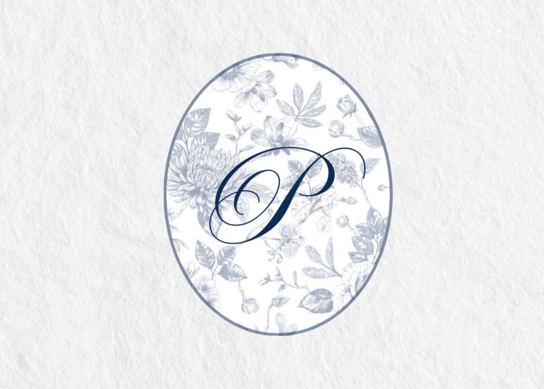 Floral Monogram Initial | Wedding Logo | Premade Logo Design | Navy ...