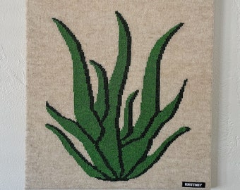 Aloe Plant Knitted Wall Art - canvas wrapped, wall decor, green, plant, desert, 16x20