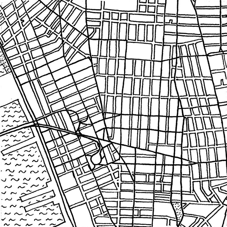 Little Italy SoHo Tribeca West Village NYC Street Grid Hand drawn map 01.05 image 1