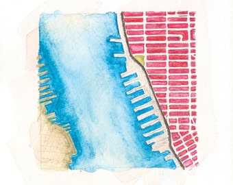 Chelsea | West Side | Hudson River | NYC Street Grid | Hand painted map | 02.09