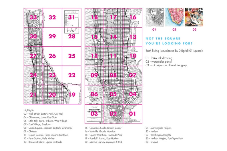 Little Italy SoHo Tribeca West Village NYC Street Grid Hand drawn map 01.05 image 5