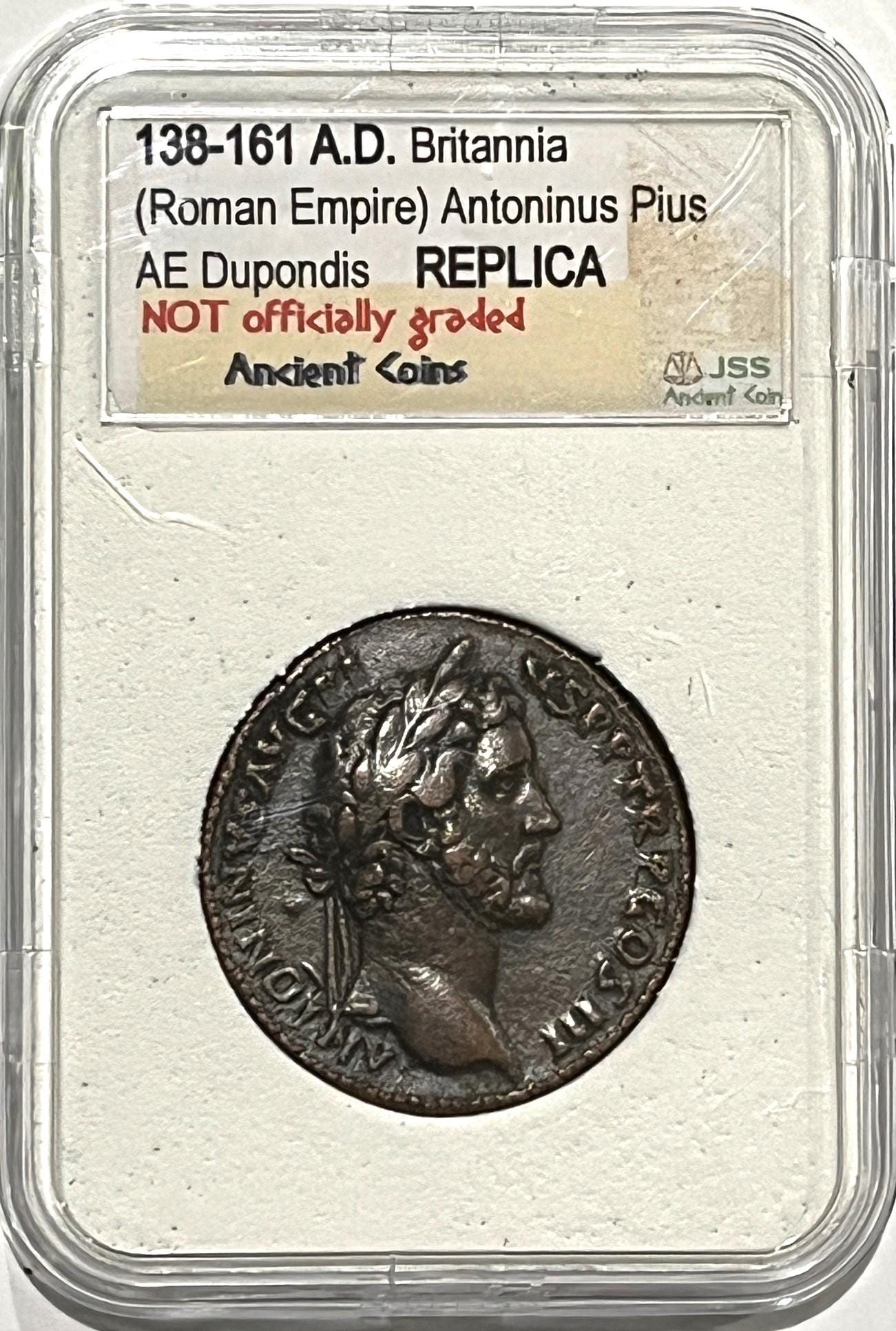 AD 138-161 ローマのコインの複製、AE デュポンディウス「ブリタニア