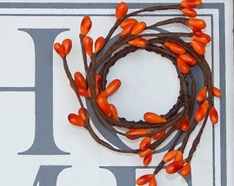 Orange Pip Berry Candle Ring: Fall Mini Wreath (1.5")
