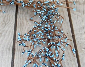 CLOSEOUT - Spring Berry Garland, Carolina Blue Pip Berry Garland, Wispy Garland, Wreath Garland, Wreath Making