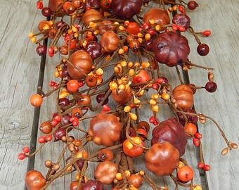 Pumpkin Garland, Pips-n-Pumpkins Berry Garland, Fall Berry Garland, Fall Garland, Wreath Making, Wreath Supplies