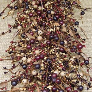 Mulberry Berry Garland with Mixed Berries, Fall Garland, Door Swag, Primitive Garland, Wreath Making & Supplies, Pip Berry