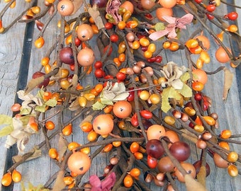 Fall Berry Garland, Mixed Berry Garland, Parchment Flower Garland, Wreath Supplies, Wreath Making