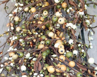 Mixed Berry Garland: Light Orange, Green & Cream - 53" Fall Decor