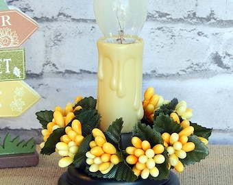 Yellow Pip Berry Candle Ring: Two-Toned Yellow Taper Rings - 1.5"