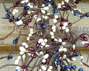 Americana Pip Berry Garland: Country Red, Blue & Cream, 60"