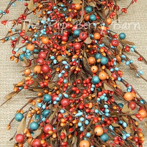 Southwest Sunset Mixed Berry Garland, Orange Garland, Teal Garland, Southwest Wreath, Wreath Making, Turquoise