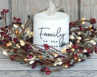 Primitive Pip Berry Candle Ring: Rustic Farmhouse Decor