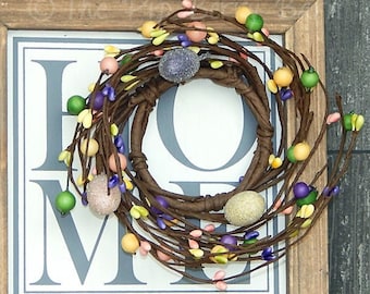 Easter Egg & Berry Candle Ring: Spring Wreath Decor