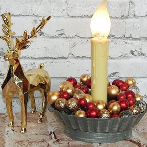 Flocked Pine & Holly Candle / Napkin Ring 2.5