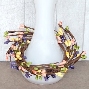 Spring Candle Ring, Spring Mix Berry Ring, Colorful Candle Ring, Floral Accents, Floral Crafts