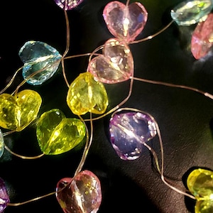 LED Heart String Lights: Multi-Colored Acrylic Hearts, 20 Count