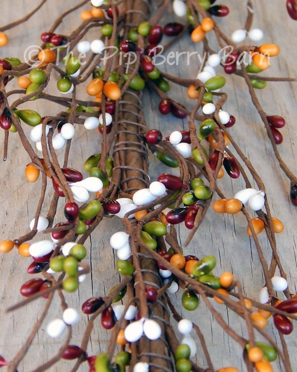 Berry Garland Coffee Bean Star Pip Berry Garland 42 Long Green, Brown and  Ivory Garland Ready to Ship 